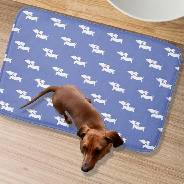 Alfombrilla De Baño Blue Dachshund Bath Mat (Dachshund themed restroom)