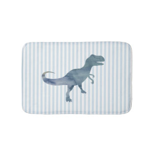 Alfombrilla De Baño Blue Dinosaur Trex Stripe Bath Mat