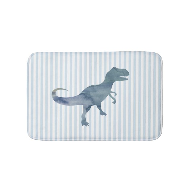 Alfombrilla De Baño Blue Dinosaur Trex Stripe Bath Mat (Anverso)