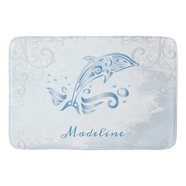 Alfombrilla De Baño Blue Dolphin Personalized Bath Mat (Anverso)