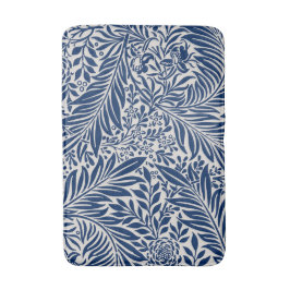 Alfombrilla De Baño blue floral pattern with diverse leaves & blossoms