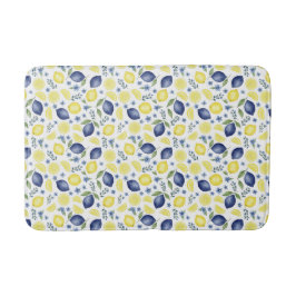 Alfombrilla De Baño Blue French Country Lemon Pattern