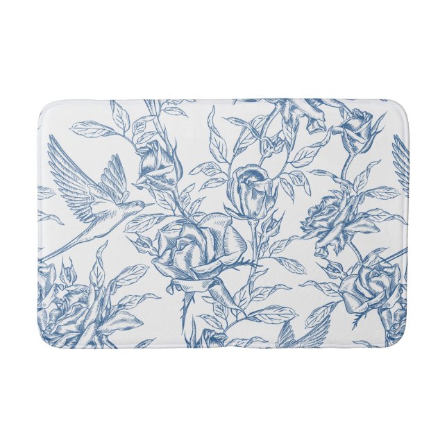 Alfombrilla De Baño Blue French Toile (Anverso)