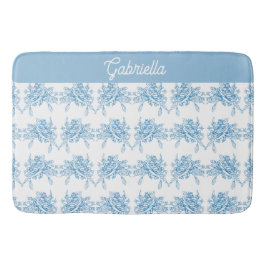 Alfombrilla De Baño Blue French Toile Floral Pattern Name