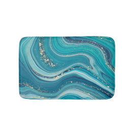 Alfombrilla De Baño Blue Green Marble Gold Purpurina Bath Mat
