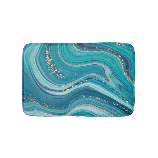 Alfombrilla De Baño Blue Green Marble Gold Purpurina Bath Mat (Anverso)