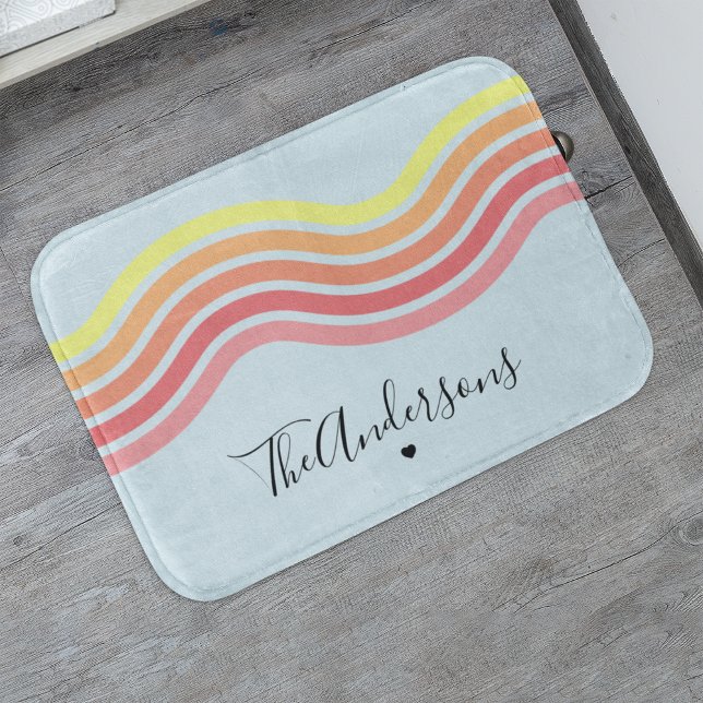 Alfombrilla De Baño Blue Groovy Lines Beach Sunrise (Subido por el creador)