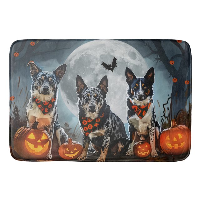 Alfombrilla De Baño Blue Heeler Halloween Spooky (Anverso)