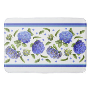 Alfombrilla De Baño Blue Hydrangea Flores Arte Botánico