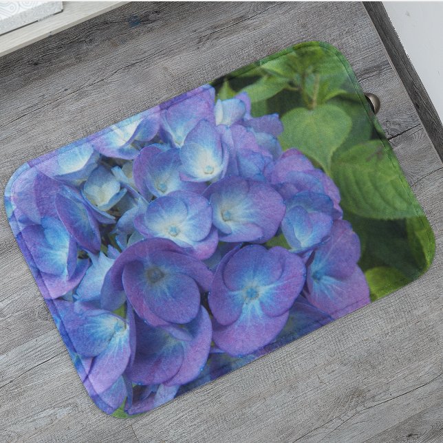 Alfombrilla De Baño Blue Hydrangea Petals Floral (In Situ)