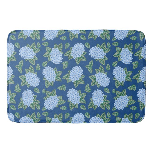 Alfombrilla De Baño Blue Hydrangeas Personalizado Bath Mat (Anverso)