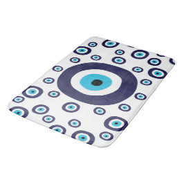 Alfombrilla De Baño Blue Mediterranean Nazar Evil Eye Baño Decoración