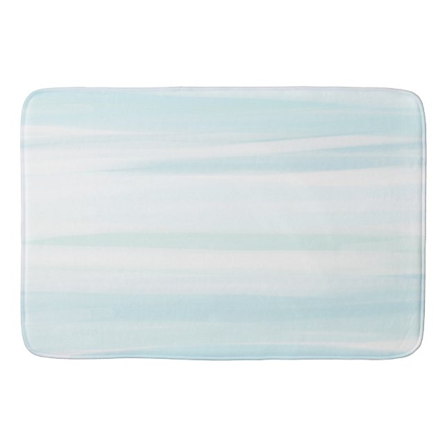 Alfombrilla De Baño Blue Mint White Beach Watercolor (Anverso)