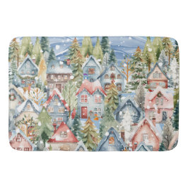 Alfombrilla De Baño Blue Mountain Snowy Winter Village