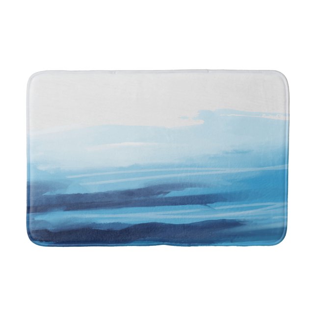 Alfombrilla De Baño Blue Ocean Watercolor Abstract Sea Monograma (Anverso)