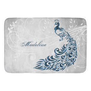 Alfombrilla De Baño Blue Peacock Personalizado Bath Mat