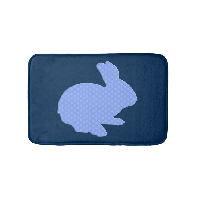 Alfombrilla De Baño Blue Polka Dot Silhouette Conejo Bath Mat (Anverso)