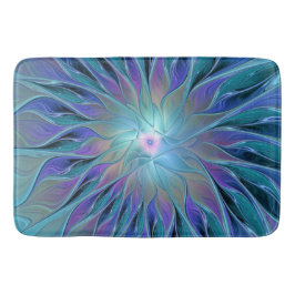 Alfombrilla De Baño Blue Purple Flower Dream Resumen arte fractal
