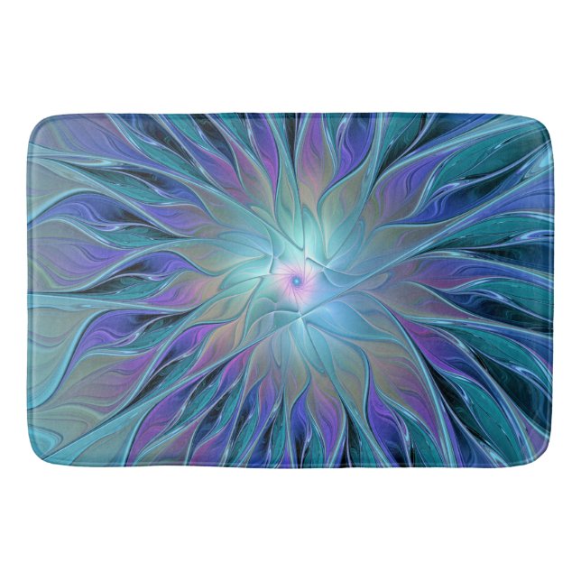 Alfombrilla De Baño Blue Purple Flower Dream Resumen arte fractal (Anverso)