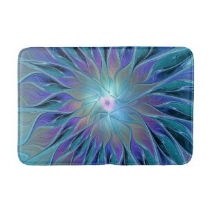 Alfombrilla De Baño Blue Purple Flower Dream Resumen arte fractal