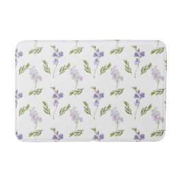 Alfombrilla De Baño Blue Purple Watercolor Wildflower 