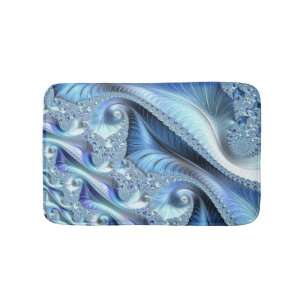 Alfombrilla De Baño Blue Trippy Arte Psicodélico Fino Fractal
