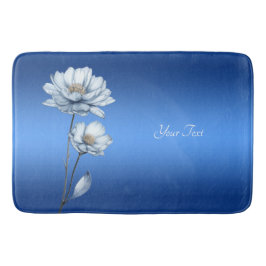 Alfombrilla De Baño Blue Watercolor Flowers Bath Mat