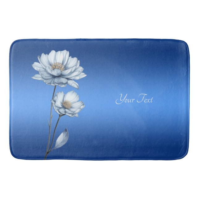 Alfombrilla De Baño Blue Watercolor Flowers Bath Mat (Anverso)