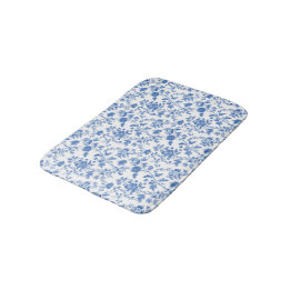 Alfombrilla De Baño Blue White Floral Toile Pattern 