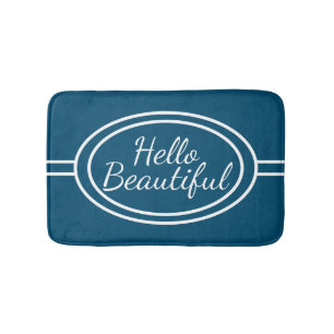 Alfombrilla De Baño Blue & White Hello Beautiful Bath Mat