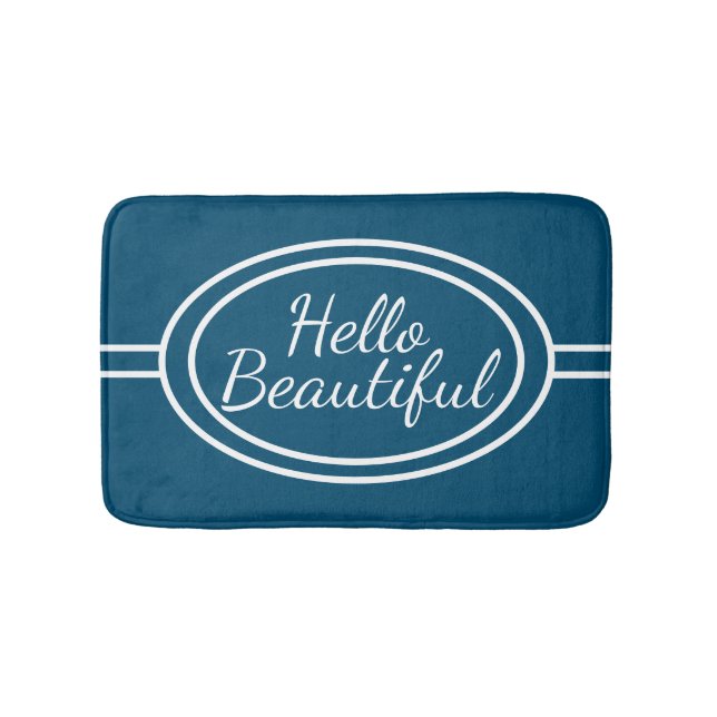 Alfombrilla De Baño Blue & White Hello Beautiful Bath Mat (Anverso)