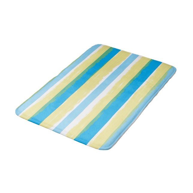 Alfombrilla De Baño Blue White Yellow Summer Stripes (Angular)