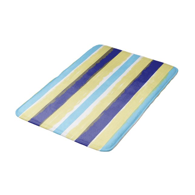 Alfombrilla De Baño Blue White Yellow Summer Stripes (Angular)
