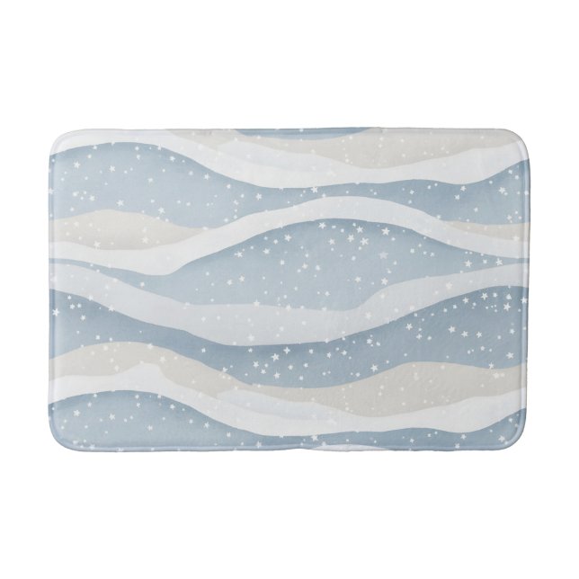 Alfombrilla De Baño Blue Winter Snowfall Wave Personalized Pattern (Anverso)