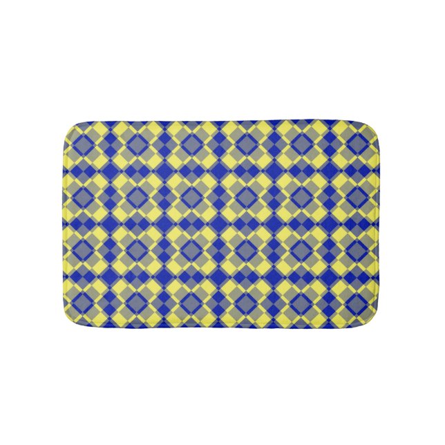 Alfombrilla De Baño Blue Yellow Checker Argyle Pattern (Anverso)