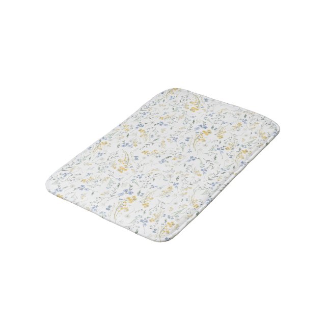 Alfombrilla De Baño Blue Yellow Wildflower Pattern (Angular)