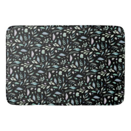 Alfombrilla De Baño Blues tradicionales del patrón de hojas botánicas 