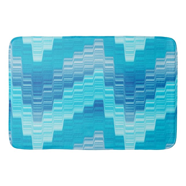 Alfombrilla De Baño blues y Bath Mat geométrico blanco (Anverso)