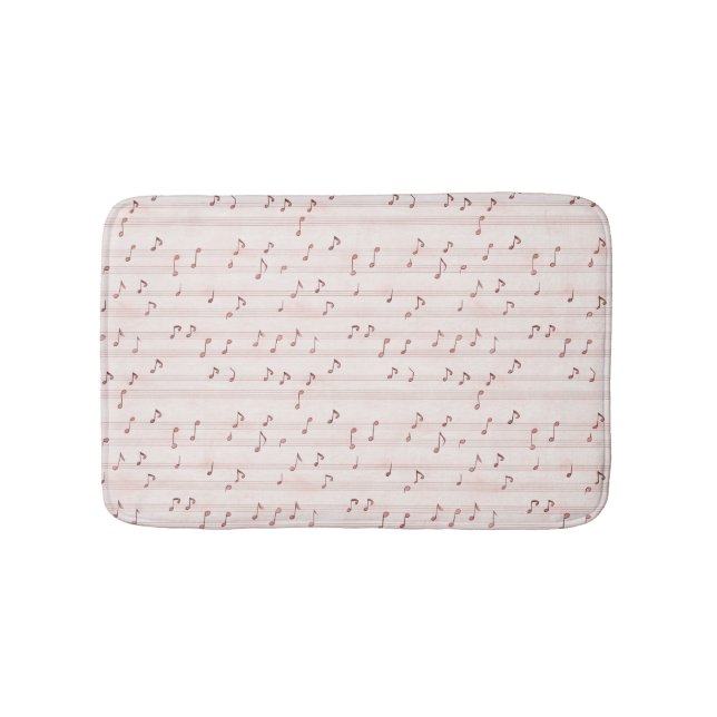 Alfombrilla De Baño Blush Pink Brown Music Notes   (Anverso)