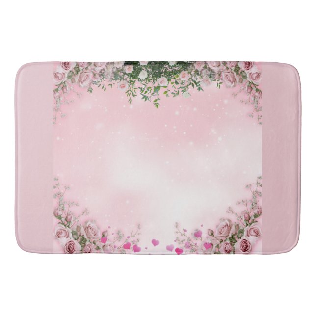 Alfombrilla De Baño Blush Rose Floral Bathroom Mat (Anverso)
