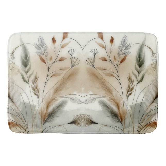 Alfombrilla De Baño Boda Botánica Moderna con Verdor Tenue Boho (Anverso)