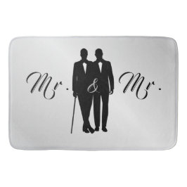 Alfombrilla De Baño Boda gay Grooms Silver Bath Mat