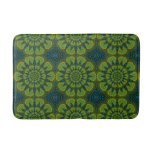 Alfombrilla De Baño Bohemias Hippie Verde Azul Mandala Étnica Tribal
