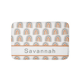 Alfombrilla De Baño Boho arcoiris marrón beige gris chica blanco