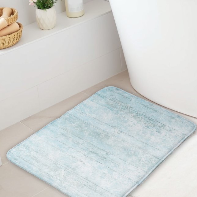Alfombrilla De Baño Boho Beach Wood Coastal Azul Moderno (Subido por el creador)