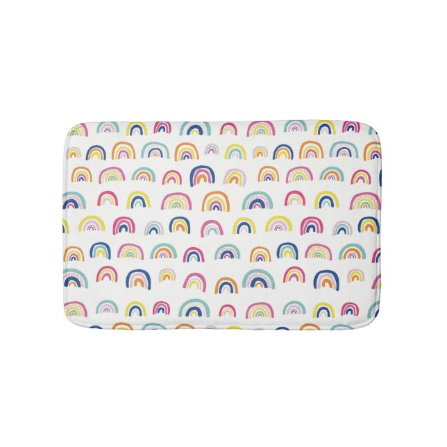 Alfombrilla De Baño Boho Blanco Multi Arcoíris (Anverso)
