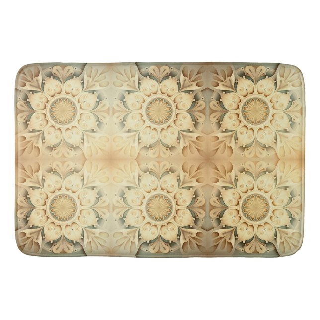 Alfombrilla De Baño Boho Cream Swirl Hearts Design Bath Mat (Anverso)