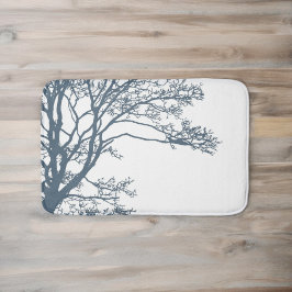 Alfombrilla De Baño Boho de árbol único azul