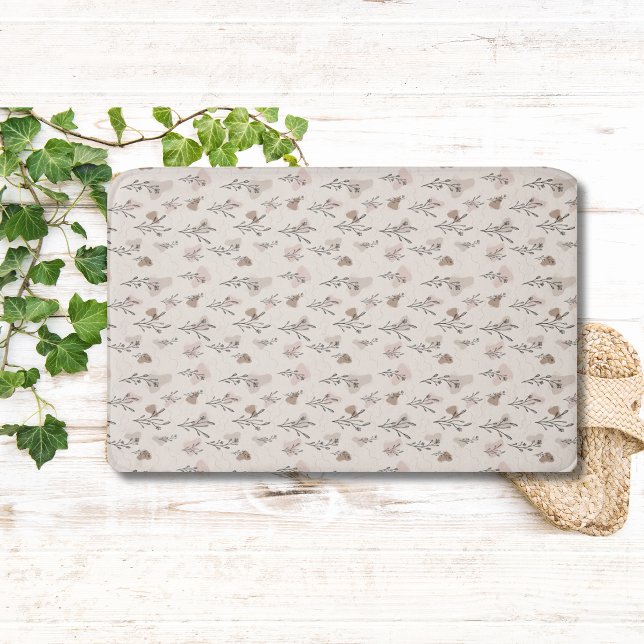 Alfombrilla De Baño Boho deja la crema beige botánica rosada negra (Subido por el creador)