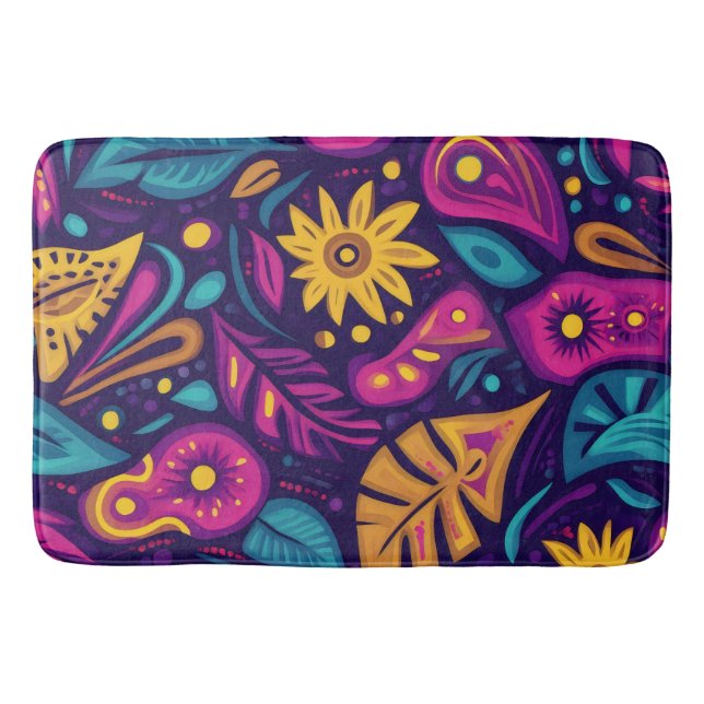 Alfombrilla De Baño Boho floral Abstracto colorido 5 (Anverso)